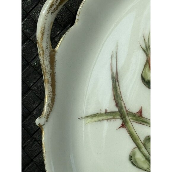 Jean Pouyat Limoges Cake Plate Thorny Roses 10 1/2” Antique c1891-1932 Cutouts - Picture 2 of 14